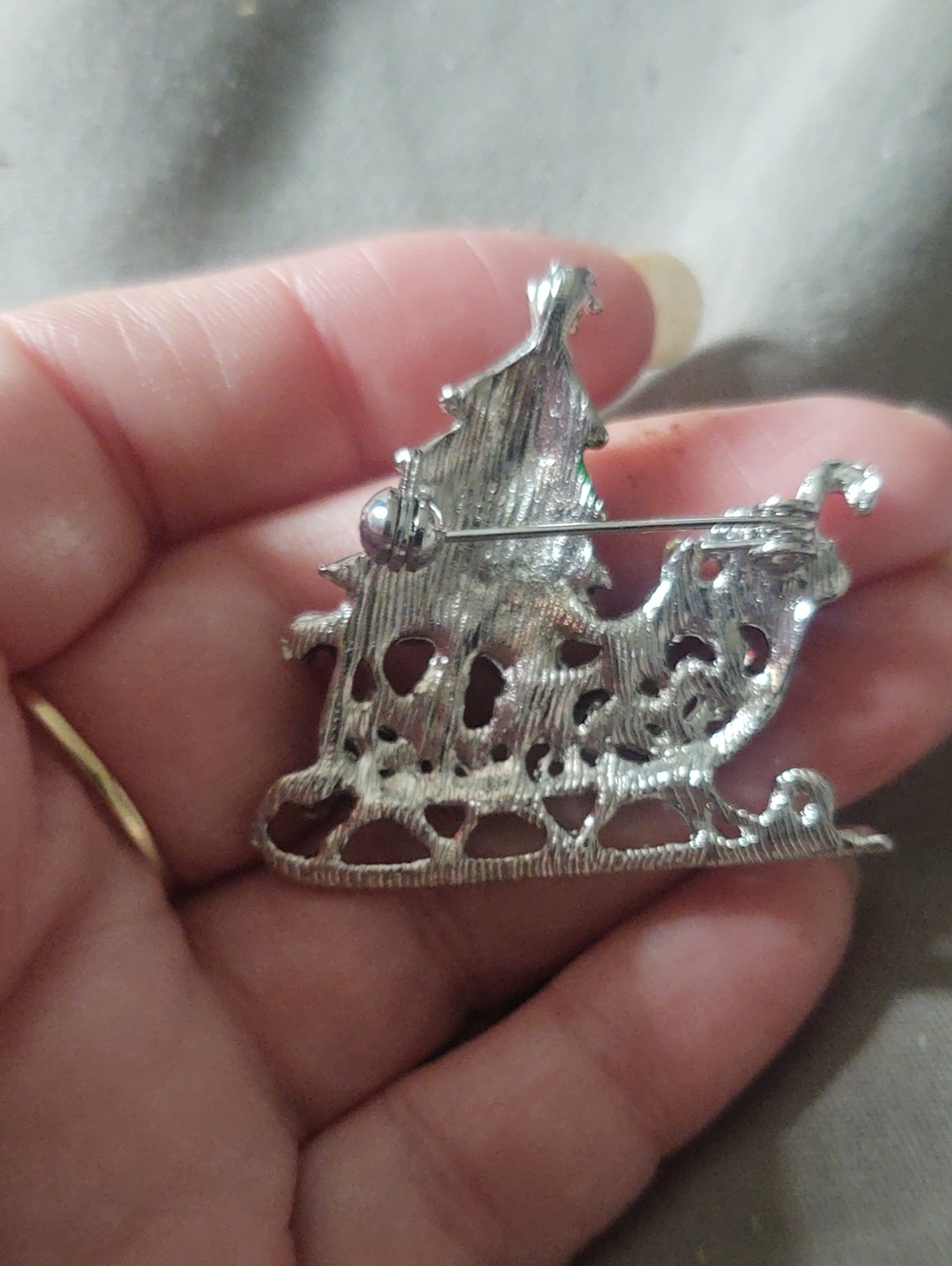 Festive Red Sleigh Brooch - Picture 2 of 5
